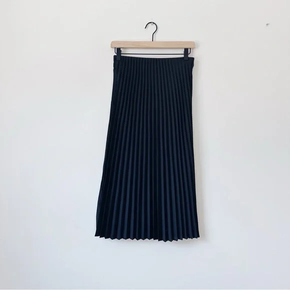 J.Crew Pleated Midi Skirt Black - Picture 2 of 6